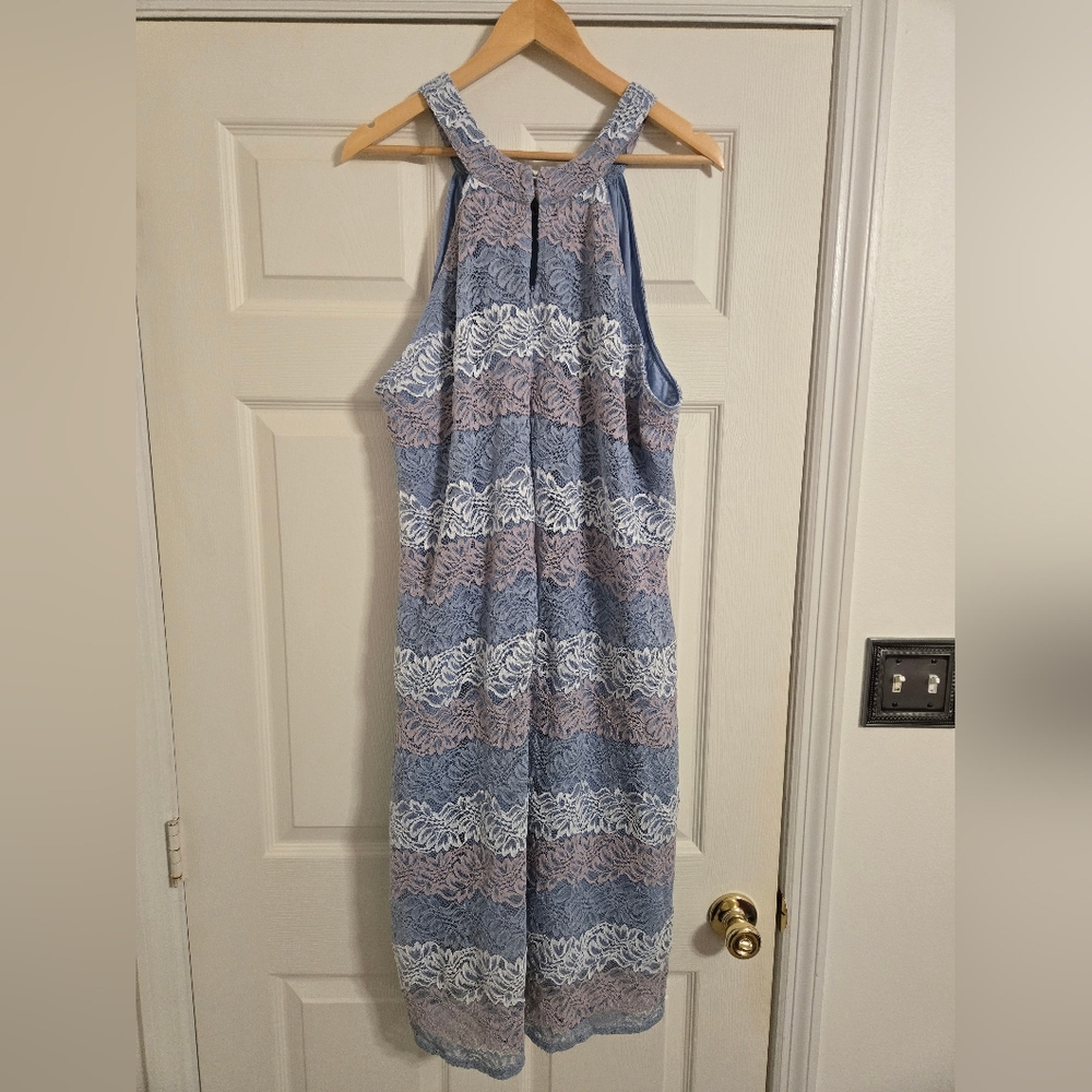 Ashley Stewart blue and white lace dress Sleeveless size 26W - Picture 6 of 10